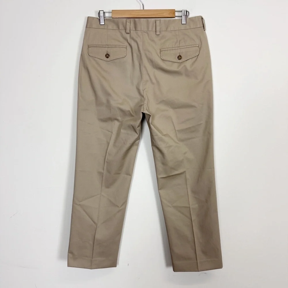 LL Bean Wrinkle Free Dress Chino Pants Mens 33 x 27.75 Khaki Beige 292258 NWT